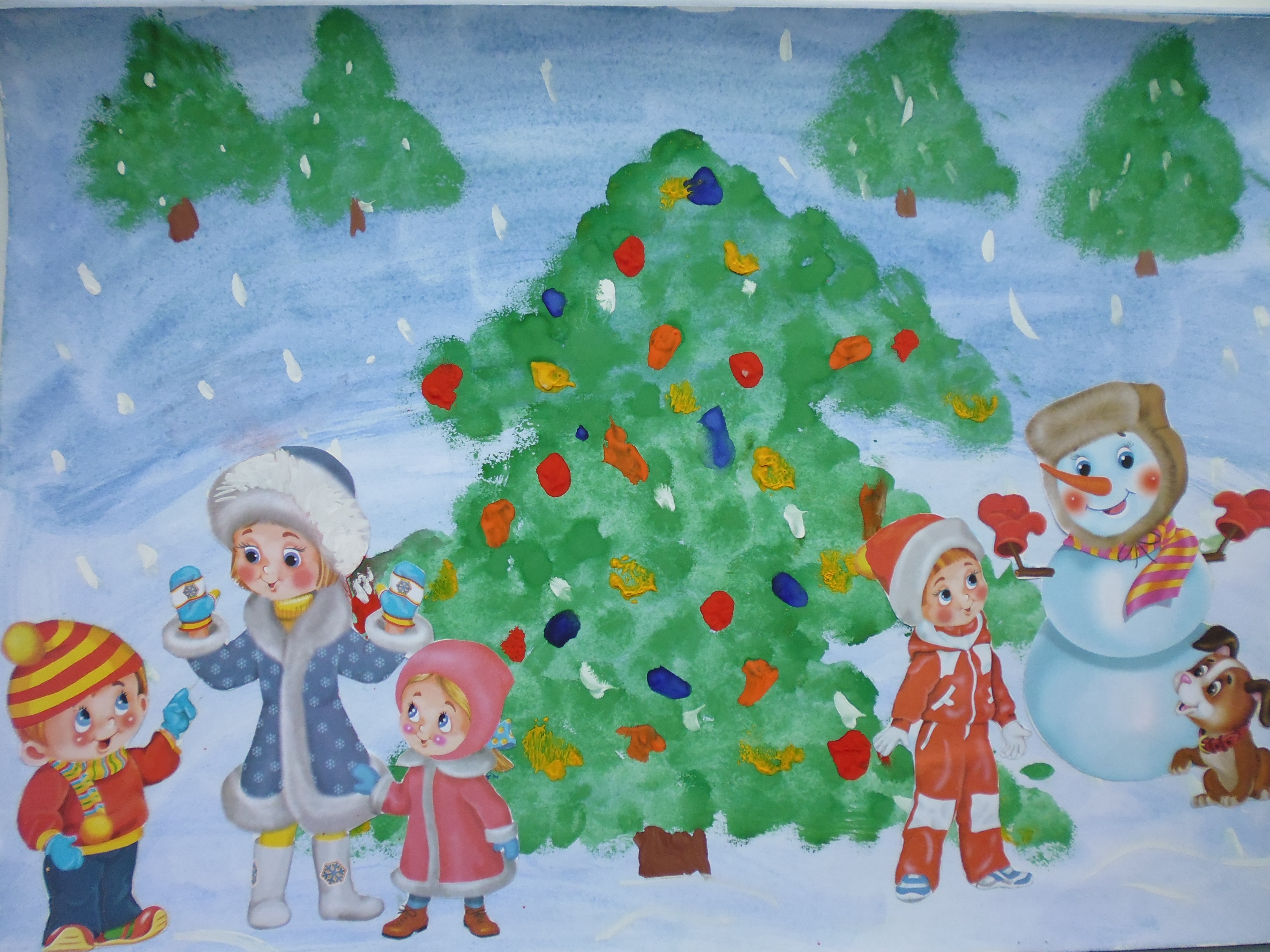 Новогодний рисунок в детский сад