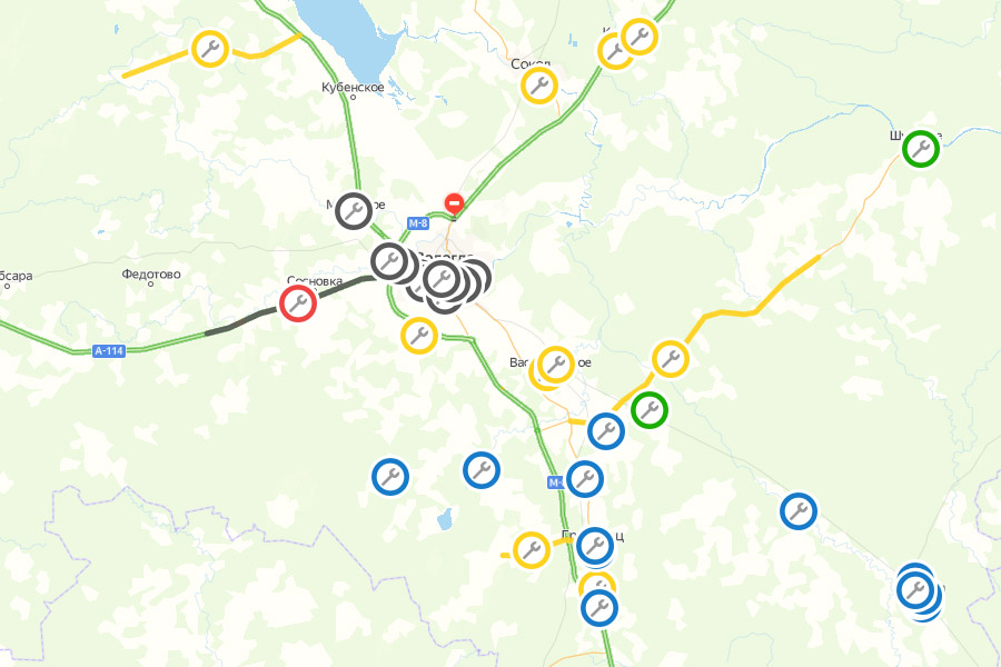 Интерактивная карта ремонта дорог вологодской области